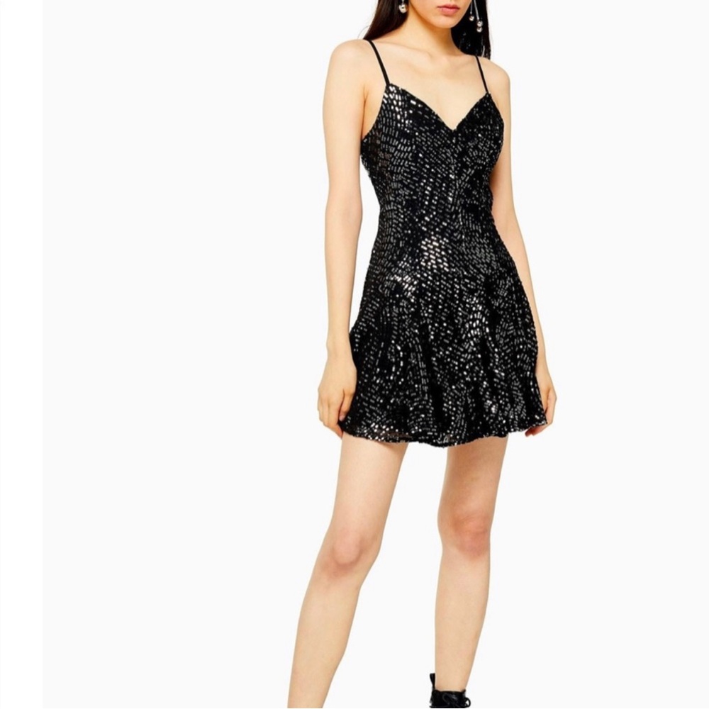 #Topshop size 12 Black sequins dress